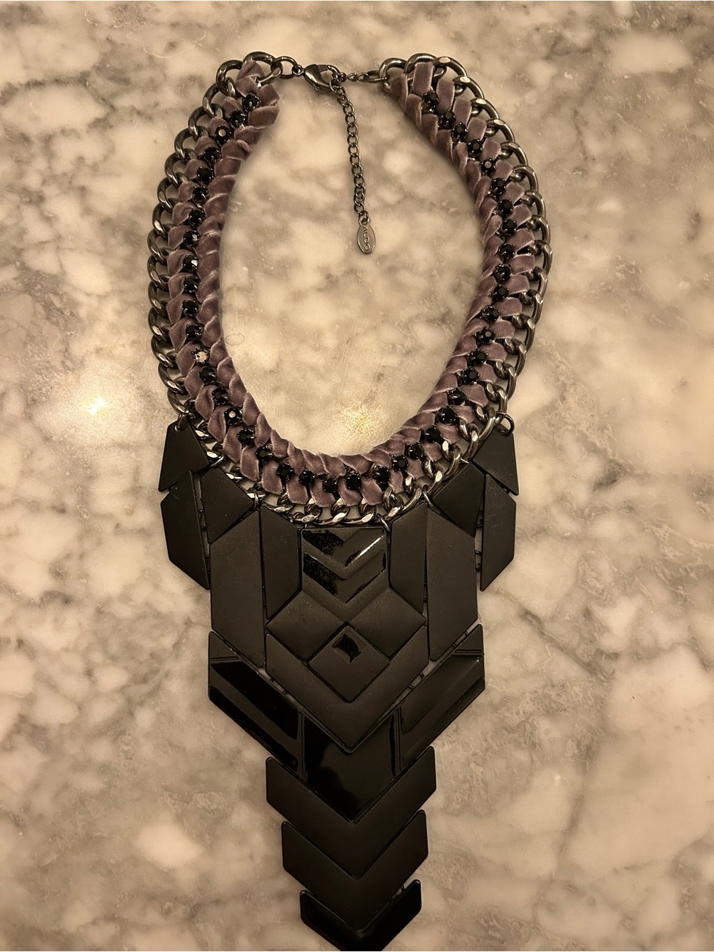 ALDO Velvet Chain Geometric Statement Bib Necklace